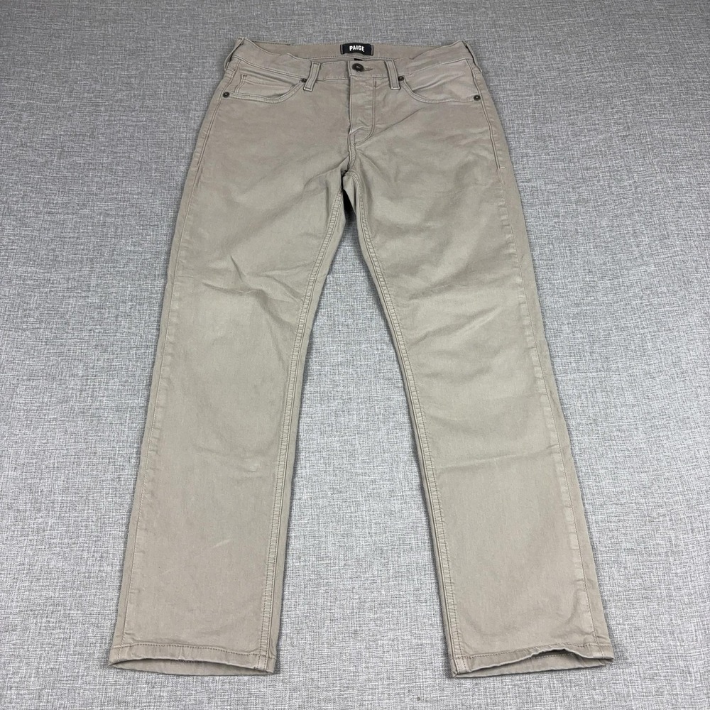 Paige Jeans Mens 29x27 Beige Light Wash Straight Leg Stretch Denim Pants